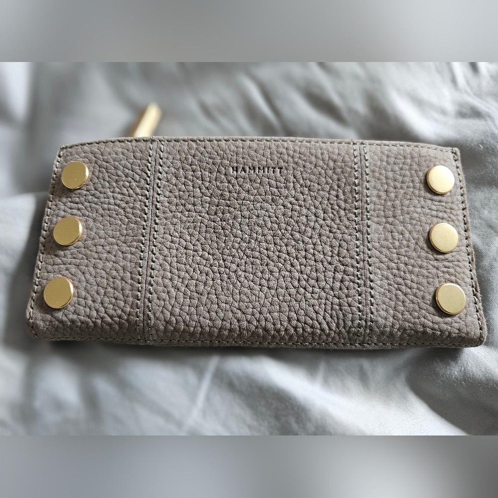 Hammitt Pebbled Taupe Leather Tote with Gold Studs and Matching Wallet - Picture 5 of 6